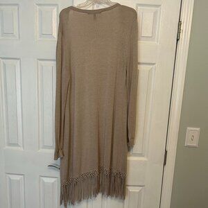 WHBM Tan Duster Size XL with Fringe Detail